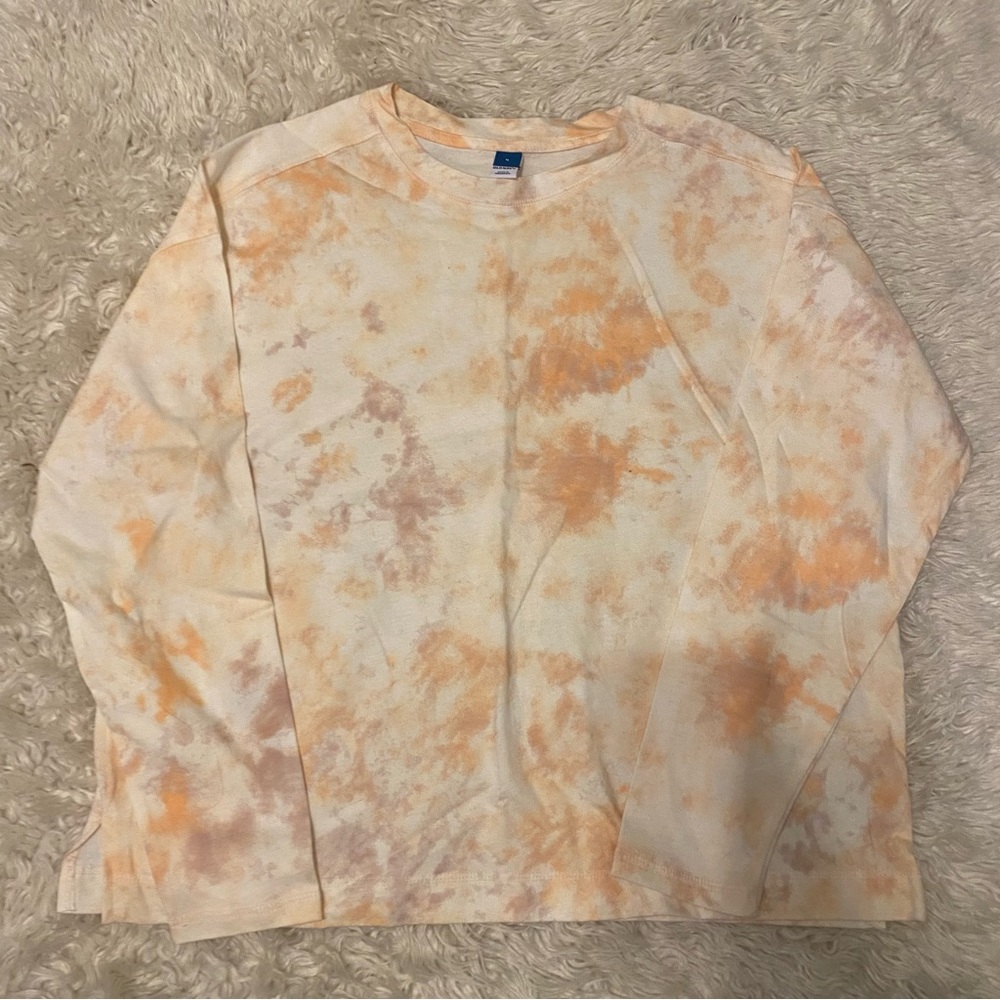 Orange tie dye cropped long sleeve shirt